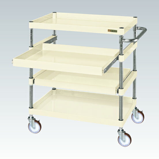 サカエCSパールワゴン（中量タイプ・スライド棚付）CSP-7584SNUI【お届け先が法人様か個人事業主様のみご注文可能】【キャンセル不可】※一部地域「送料別」