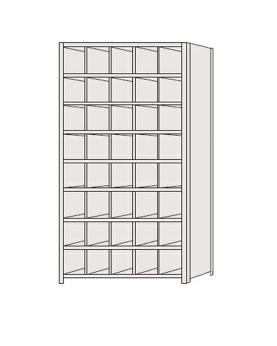 ●外寸：W875×D250×H1800mm●タイプ：5列×8段　フラットタイプ●カラー：ホワイトグレー●均等耐荷重（1段あたり）：100kg●均等耐荷重（1台あたり）：800kg●1マス有効寸法：W163×D250×H190mm●材質：スチール●特長：足部にスチールベースが付いている為、床面に安定した設置か可能●完成品【※サカエ商品 価格改定のご案内】 2026年7月1日出荷分よりメーカーの価格改定に伴い、当店におきましても やむを得ず 販売価格を改定いたします。 お客様にはご不便をお掛けいたしますが、何卒ご理解賜りますようお願い申し上げます。 【品質保証します!!】 当ストアの運営会社は(株)サカエの正規代理店です。 ご注文いただいたお客様が安全かつスムーズに荷受けをおこなっていただけるよう、 事前に必要な出荷情報をお届けします。（発送日・運送便名・送状番号など） また、製品に関するご不明点や不具合対応など、専門商社として的確に 迅速におこないます。対面販売と同様の安心と品質をおとどけいたします。 万一の初期不良の際は、返品・交換もいたしますので安心してお買い求めください。