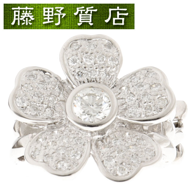 【新品仕上げ済】ポンテヴェキオ Ponte Vecchio フラワー ダイヤ リング 指輪 約10.5号 K18 WG × ダイヤモンド 0.692ct パヴェ 花 8662のサムネイル