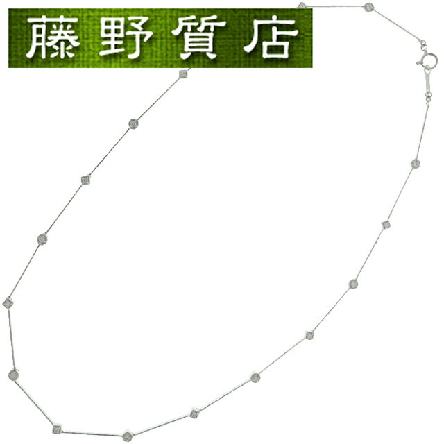 （新品仕上げ済）タサキ TASAKI 田崎 ステーション ダイヤ ネックレス K18 WG × ダイヤモンド 0.29ct 17石 8559