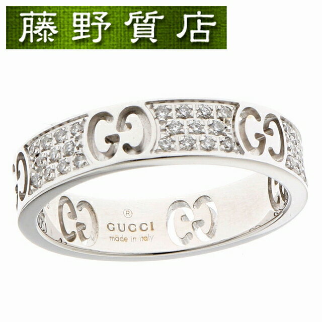 【美品】 グッチ GUCCI GG アイコン リング スターダスト パヴェダイヤ #12 約11.5号 K18 WG × ダイヤモンド 8879