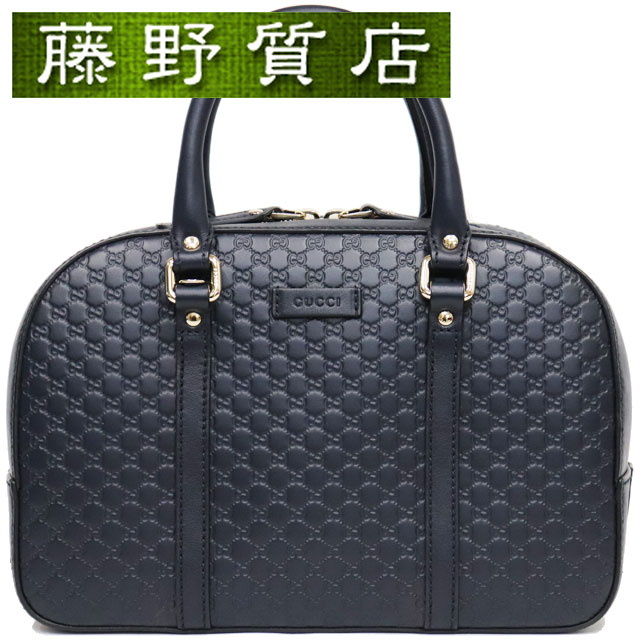 ボストンバッグ 【美品】グッチ GUCCI 2way ミニボストン バッグ 斜め掛け 紺 マイクログッチシマザー ゴールド金具 510286 8127