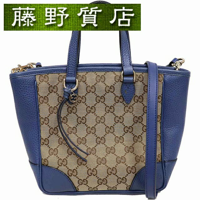 グッチ ハンドバッグ 【美品】グッチ GUCCI GGキャンバス 2way バッグ 斜め掛け ショルダー ハンドバッグ 449241 GGキャンバス × レザー ベージュ × ブルー 8218