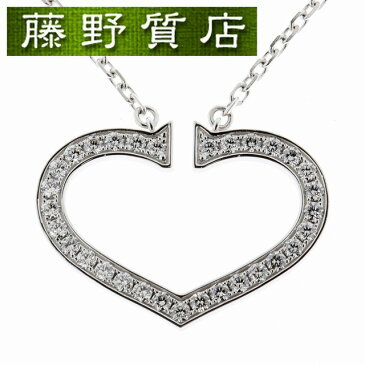 【送料無料】【新品仕上げ済】 カルティエ CARTIER Cハート ネックレス LM ラージ K18 WG × ダイヤ 8537