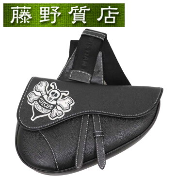 【送料無料】【未使用品】クリスチャン ディオール Christian Dior サドルバッグ ショーン ステューシー コラボ レザー ボディバッグ ショルダー 黒 ブラック メンズ 8266