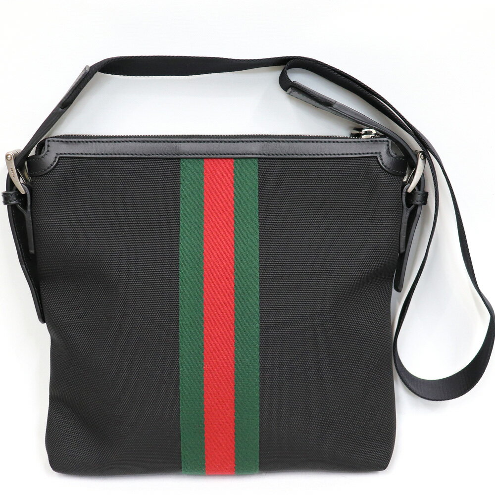 【送料無料】【美品】 グッチ GUCCI シェリーライン 斜め掛けショルダーバッグ キャンバス×黒・赤緑 387111 Gucci 8266