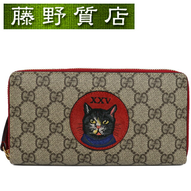 グッチ GUCCI ラウンドファスナー ウォレット 財布 GGスプリーム 赤 499382 ヒグチユ ...