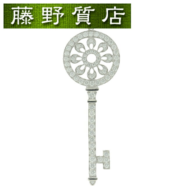 (新品仕上げ済）ティファニー TIFFANY ペタル キー ダイヤ ネックレス PT950 × K18 WG × ダイヤ ペンダント 鍵 8608