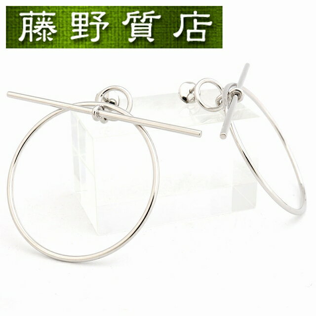 【新品仕上げ】エルメス HERMES ループ MM ピアス K18 ホワイトゴールド 8726のサムネイル