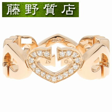 【送料無料】【美品】カルティエ CARTIER Cハート ダイヤ リング 1モチーフ 指輪 K18 PG × ダイヤ #57 約16.5号 B4047457 保証書 9055