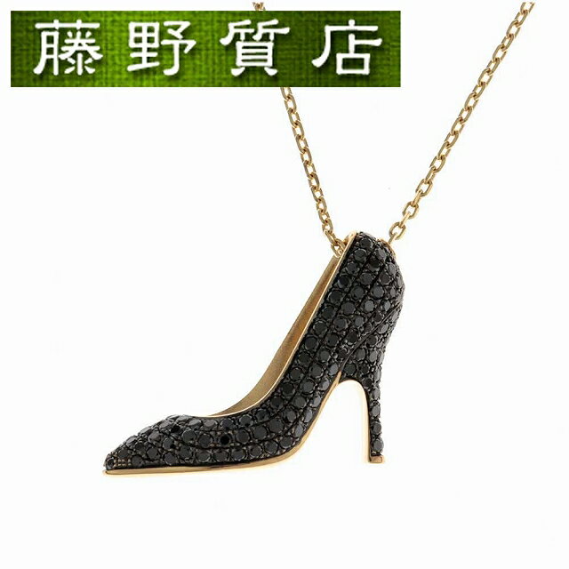 【新品仕上げ済】フェラガモ FERRAGAMO ミニチュアプレツィオーゼ パンプスモチーフ ネックレス K18YG × ブラックダイヤ 710035 530684 8868