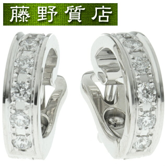(新品仕上げ済）ブシュロン BOUCHERON キャトル ラディアント ダイヤ ピアス イヤリング フープ K18 WG × ダイヤモンド JCO01375 8858のサムネイル