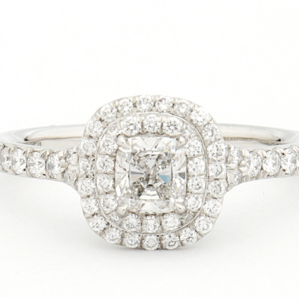 【送料無料】ティファニー TIFFANY ソレスト ダイヤ リング 指輪 14号 プラチナ950 ダイヤモンド 鑑定書 クッションカット 8895のサムネイル