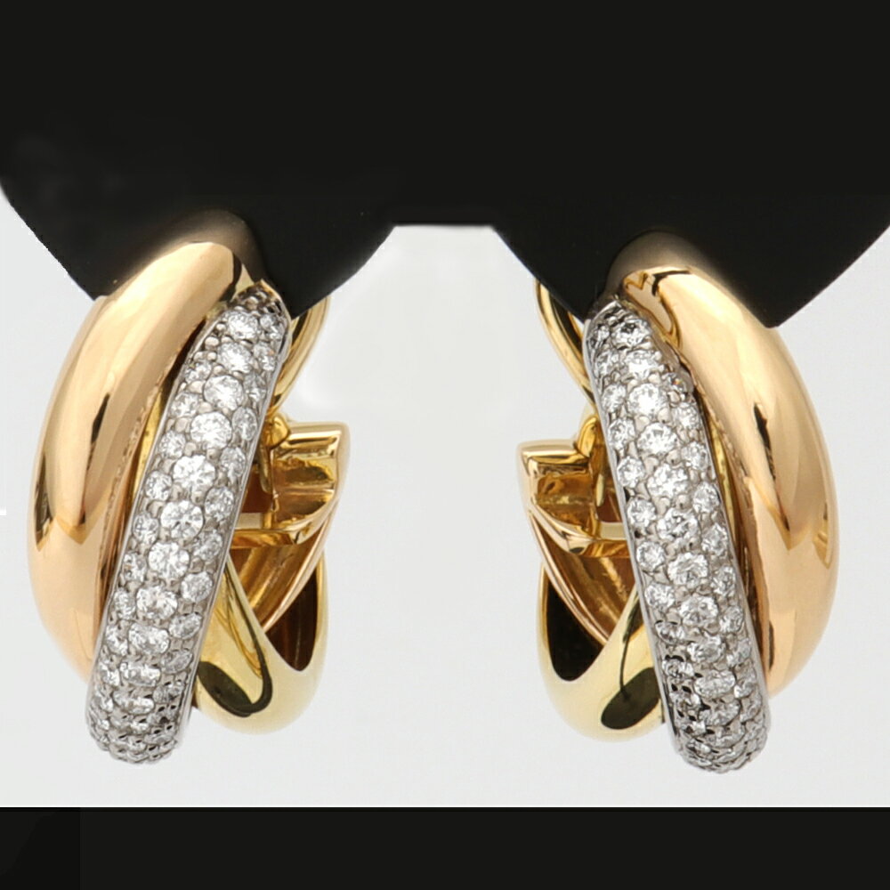 【送料無料】【美品】カルティエ CARTIER トリニティピアス パヴェダイヤ K18 スリーゴールド×ダイヤモンド(約0.4ct)保証書 8589のサムネイル