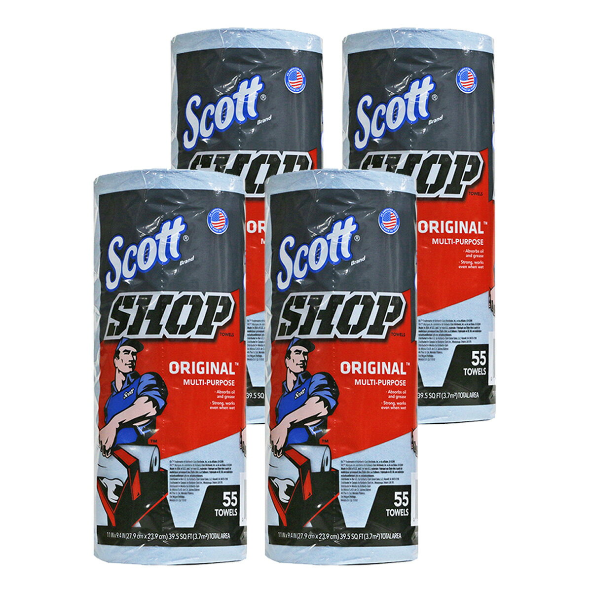 SCOTT Shop Towels ショップタオル ブルーロール 55枚 4ロール セット