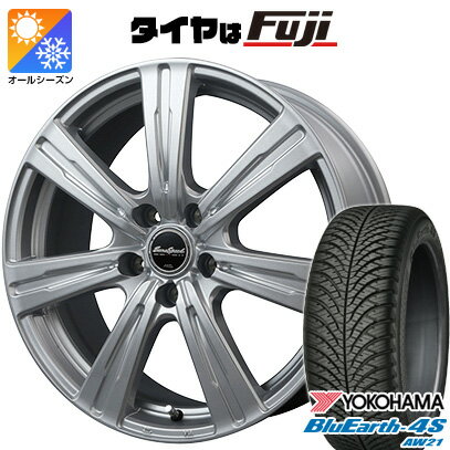 【送料無料 シエンタ 5穴/100】 185/60R15 15インチ MID ユーロスピード C-07 6J 6.00-15 YOKOHAMA ヨコハマ ブルーアース 4S AW21 オールシーズン オールシーズンタイヤ ホイール4本セット