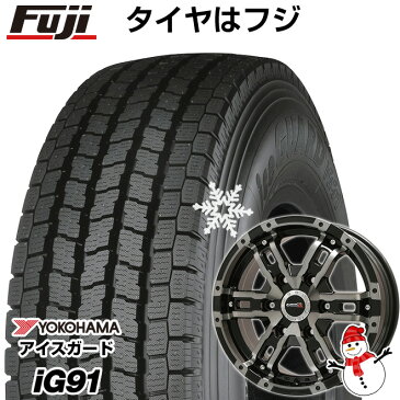 【送料無料 NV350キャラバン用】 YOKOHAMA ヨコハマ アイスガード iG91 107/105L 195/80R15 15インチ スタッドレスタイヤ ホイール4本セット BIGWAY B-MUD Z(ブラックポリッシュ/ブラッククリア) 6J 6.00-15