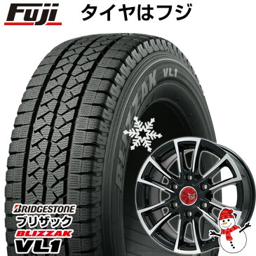 【送料無料 NV350キャラバン】 BRIDGESTONE ブリヂストン ブリザック VL1 107/105L 195/80R15 15インチ スタッドレスタイヤ ホイール4本セット PREMIX プレミックス 車道(ブラックポリッシュ) 6J 6.00-15