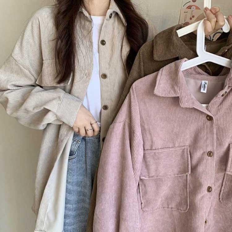 コーデュロイシャツ 防寒 長袖シャツ 春 コーデュロイシャツ 羽織 レディース ライトアウター あったか シャツ カジュアルシャツ ブラウス カジュア SHOP DAN