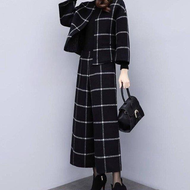 セットアップ ツーピース レディース 秋 冬 コンサバ ジャケット アウター ワイドパンツ 通勤 上品 き..