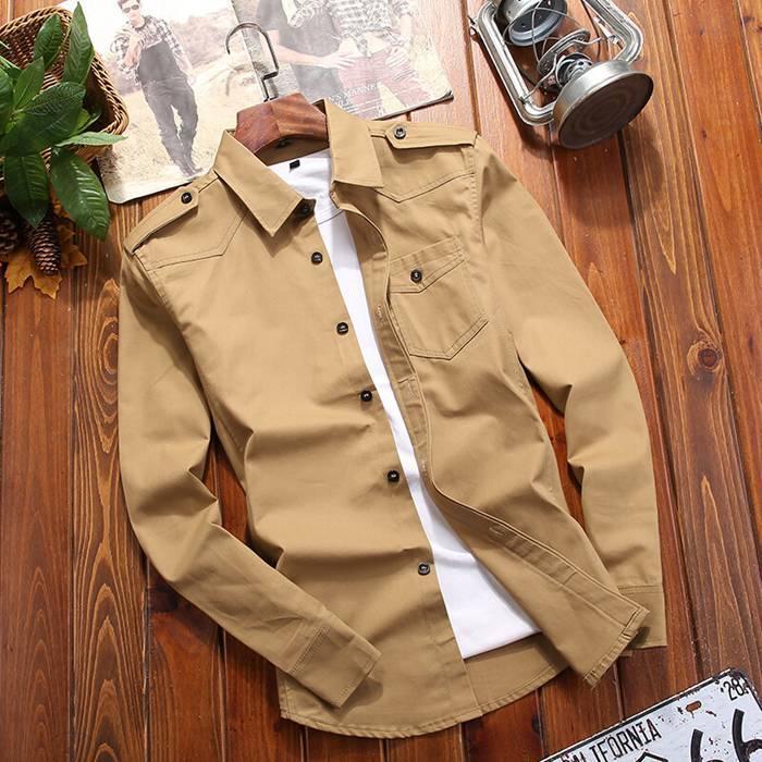 ミリタリー 長袖シャツ トップス メンズ ワークシャツ シャツ 着痩せ カジュアルシャツ キレイめ おしゃれ カジュアル 紳士 通勤 細身 SHOP DAN
