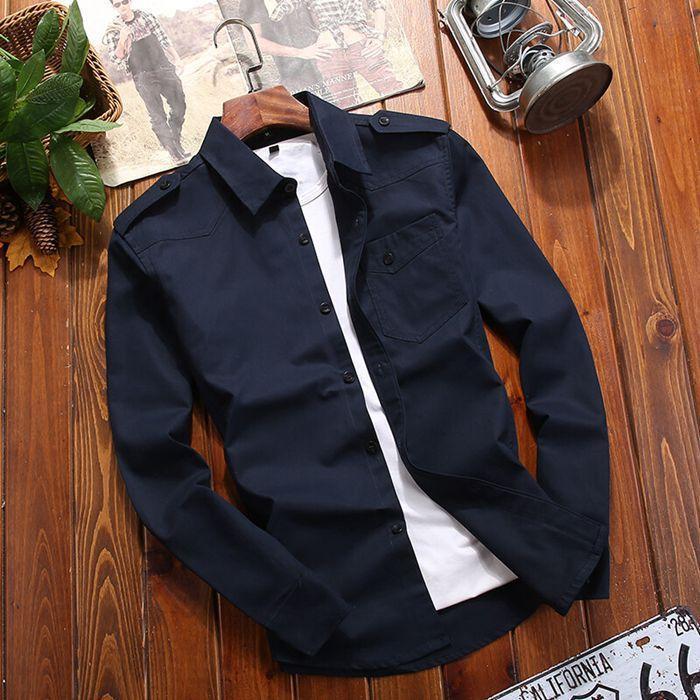 ミリタリー 長袖シャツ トップス メンズ ワークシャツ シャツ 着痩せ カジュアルシャツ キレイめ おしゃれ カジュアル 紳士 通勤 細身 SHOP DAN