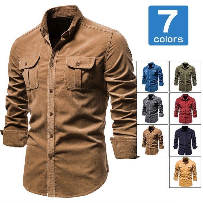 シャツ コーデュロイシャツ メンズ 長袖 カジュアルシャツ レギュラーカラー ポケットあり コットン コーデロイ 秋冬 トップス SHOP DAN(4)