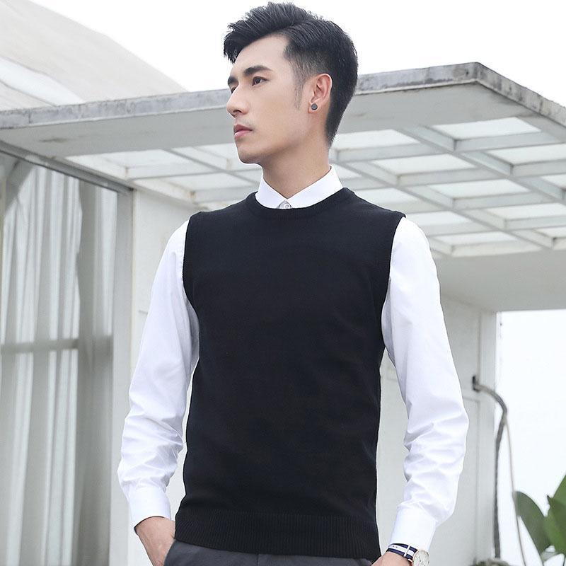 ニットベスト メンズ 無地 洗える ノースリーブ セーター 仕事用 制服 通勤 ギフト プレゼント ゆったり カジュアル オシャレ 防寒 保温 秋 冬 春 父の日 SHOP DAN