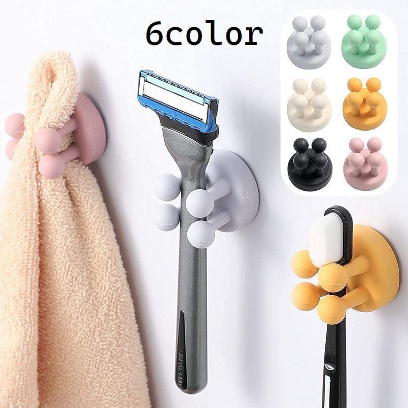 歯ブラシホルダー 日用品 多機能 壁掛け 吊り下げ 収納 小物 フック カミソリ タオル 鍵 カギ コード ケーブル キッチン用品 文房具 洗面所 無 SHOP DAN
