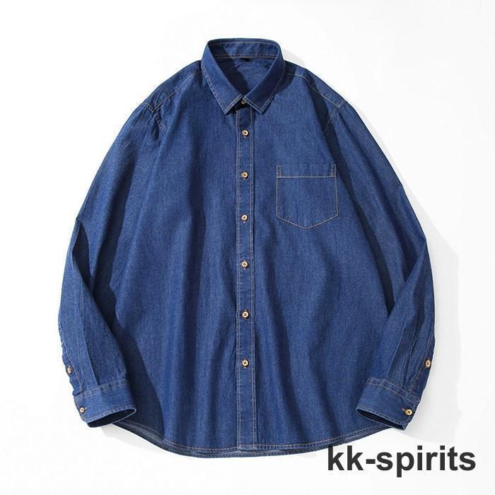 デニムシャツ メンズ 長袖 アメカジ 長袖シャツ シャツジャケット ワークシャツ カジュアルシャツ ポケット付き SHOP DAN