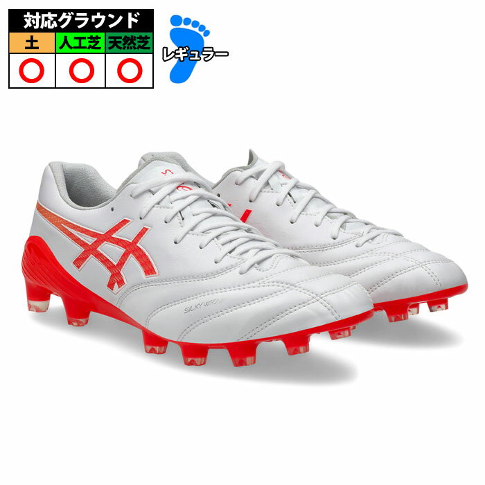 アシックス DS LIGHT X-FLY 6 asics サッカースパイク シューズ 土 人工芝 天然芝 大人 メンズ White/Flash Red (110...