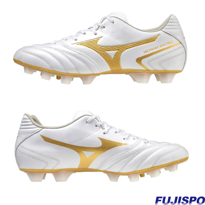 【予約】2023年4〜5月発売予定 ミズノ モナルシーダ NEO 2 SW mizuno 【サッカー・フットサル】 シューズ サッカースパイク メンズ ユニセックス 大人 天然芝 人工芝 土 MONARCIDA NEO II SUPER WIDE モナルシーダ ネオ 2 スーパーワイド ホワイト×ゴールド (P1GA232452)