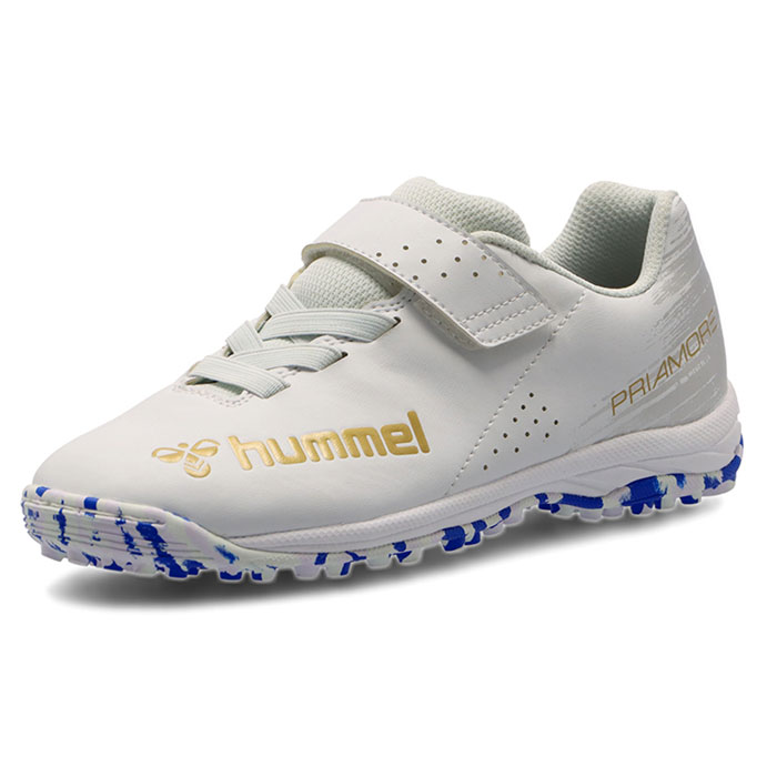 【アウトレット】ヒュンメル プリアモーレ ベータ VTF Jr hummel サッカー フットサル シューズ ジュニア トレーニングシューズ トレシュー マジックテープ 子供用 練習 ホワイト×ブルー (HJS2133-1060)