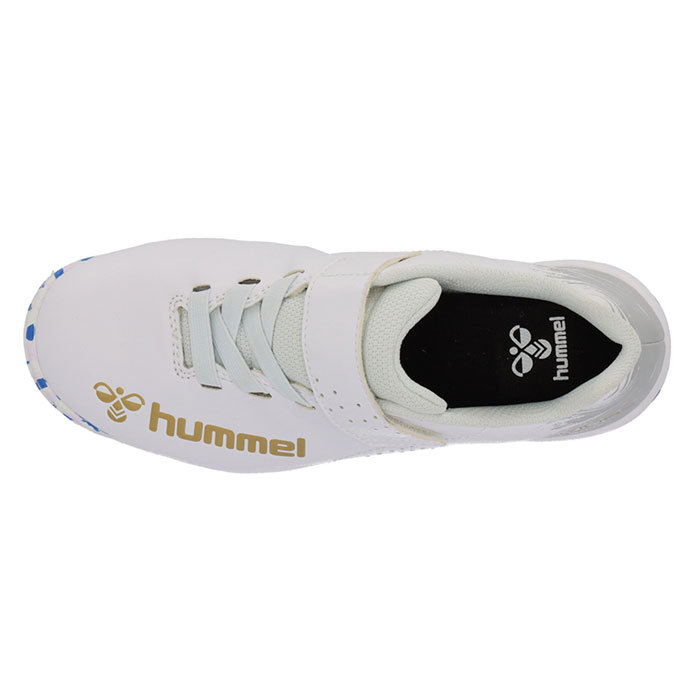 【アウトレット】ヒュンメル プリアモーレ ベータ VTF Jr hummel サッカー フットサル シューズ ジュニア トレーニングシューズ トレシュー マジックテープ 子供用 練習 ホワイト×ブルー (HJS2133-1060) 3