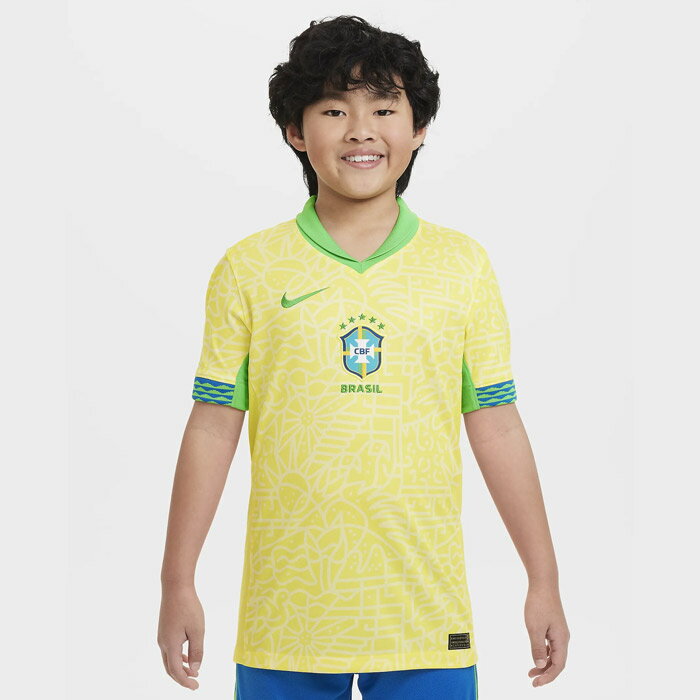 ナイキ ブラジル 2024 スタジアム ホーム NIKE 【サッカー フットサル】 ウェア ブラジル代表 レプリカ ユニフォーム 半袖 シャツ ジュニア Jr キッズ 子供 (FJ4409-706)