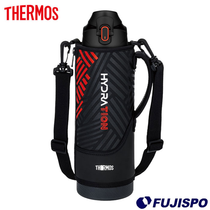 乐天商城 - サーモス 真空断熱スポーツボトル THERMOS 水筒 ジュニア 子供 キッズ スポーツタイプ スポーツ飲料 ワンタッチオープン ポーチ付き 魔法びん 学校 遠足 部活 スポーツ 1.5L (FJS1500F-BKOR)【夏の必需品】