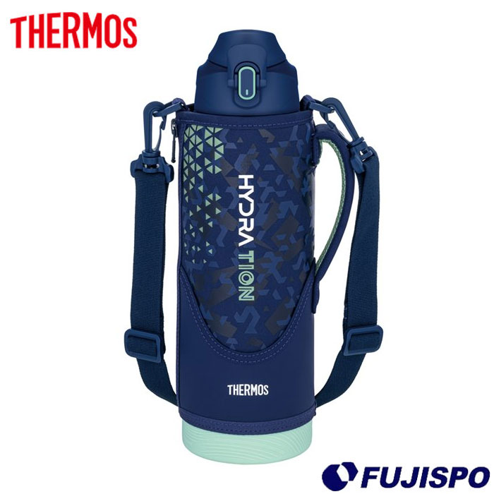 乐天商城 - サーモス 真空断熱スポーツボトル THERMOS 水筒 ジュニア 子供 キッズ スポーツタイプ スポーツ飲料 ワンタッチオープン ポーチ付き 魔法びん 学校 遠足 部活 スポーツ 1.0L (FJS1000F-NVMT)【夏の必需品】