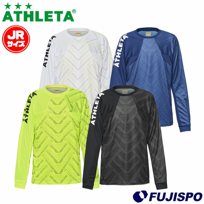 【※要ご確認※】こちらの商品はゆうパケット発送となります。※代引きはご利用いただけません。※日時指定は出来ません。その他ゆうパケットのご注意は下記画像の、【●ゆうパケットのご確認とご注意●】をご参照下さい。 メーカー：アスレタ (ATHLETA)品名：ジュニア グラフィックプラシャツ品番：02409J■素材ポリエステル■カラーWHTFYEBLKNVY■サイズ140/150/160肌寒くなってきた時期に重宝するロングスリーブプラシャツ。■キーワード: ATHLETA アスレタ 長袖 プラクティスシャツ トレーニング トップス 子供当店は実店舗と在庫を共用しております。在庫更新のタイムラグの為に販売できない可能性があります。万が一、店頭・メーカーともに在庫切れの際はご容赦下さいませ。