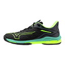 ミズノ mizuno テニスシューズ オールコート ウェーブエクシード6 ツアー AC 61GA2470 46カラーブラック×イエロー×グリーン