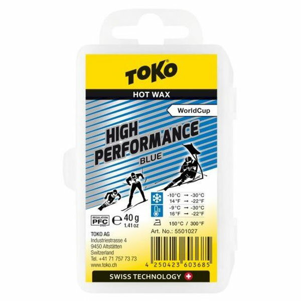 トコ TOKO ワックス WAX スキー スノーボード クロスカントリースキー フッ素高含有 ハイフッ素 ハイパフォーマンス ブルー 40g 5501027 クリックポスト対応可 【クロスカントリースキー店舗】