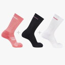 サロモン SALOMON マルチスポーツソックス 靴下 SOCKS EVERYDAY CREW 3-PACK TEA ROSE/DEEP LC1982300 【...