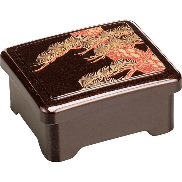 うな重 漆器 新光月丼重（内隅丸）蓋付 梨地老松内朱塗 [ 蓋付外寸167x143x80mm ] うな重 漆器 お重 器 鰻 土用丑の日 天丼 かつ丼 そば 漆器 お重 箱 鰻 土用丑の日 漆器 天丼 かつ丼 カツ重 かつ重 ウナ重 天ぷら重 鰻重 料亭 割烹料理店 和食 日本料理 うなぎ 鰻重 箱