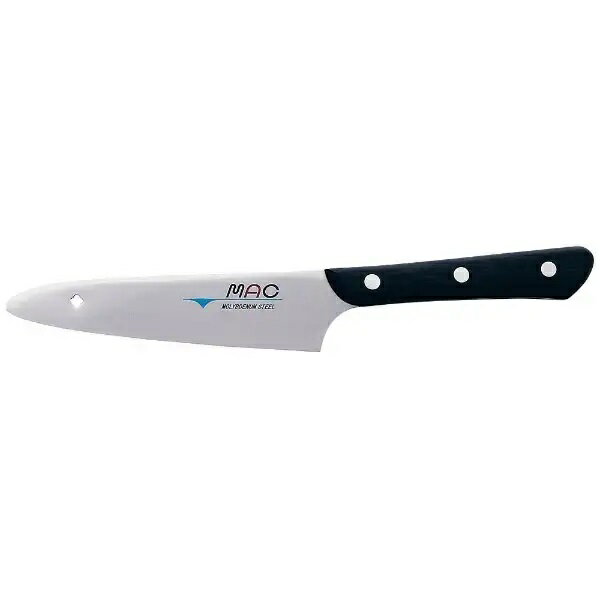 商品の詳細 サイズ 全長290mm 刃渡り170mm 背厚1.5mm 質量 115g 材質 刃：クローム・モリブデン鋼 柄：積層合板マック オリジナルシリーズ 一般料理用 両刃 AMT-41 17cm 庖丁 170mm モリブデン鋼 高級家庭用庖丁 ■薄刃仕様で軽くて扱いやすい高級家庭用包丁です。 ■刃先が丸くなっており安全な包丁です。 ■様々な用途でご利用頂ける便利な一本です。