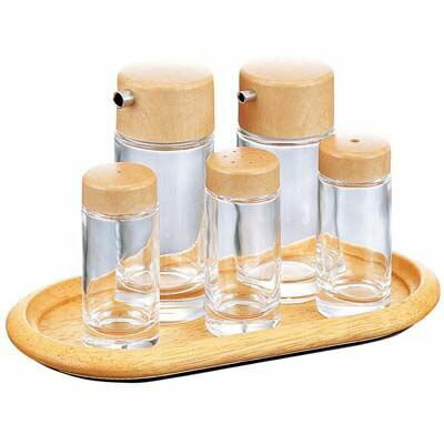 エムタカ 本体ガラス製 カスターセット No5516 テーブルセット ガラス 卓上 調味料入れセット 6点セッ..
