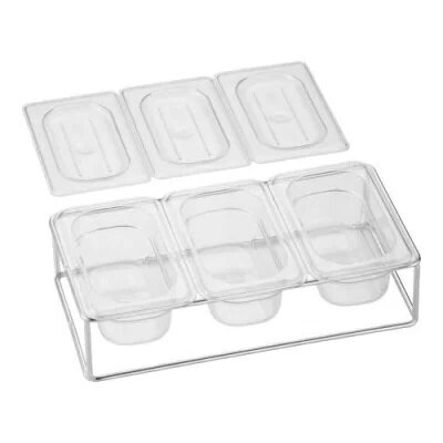 ポリカ―ボネイト キッチンディスペンサー 3S 透明 ヤクミ入 3ヶ入 PC 薬味入れ 3連 3個用薬味入れ 調味..