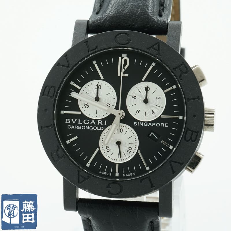 BVLGARI ブルガリ BB38CLCH ブルガリブルガリ カーボンゴールド クォーツ クロノグラフ デイト 黒文字盤 シンガポール メンズ 質屋 【中古】 その1