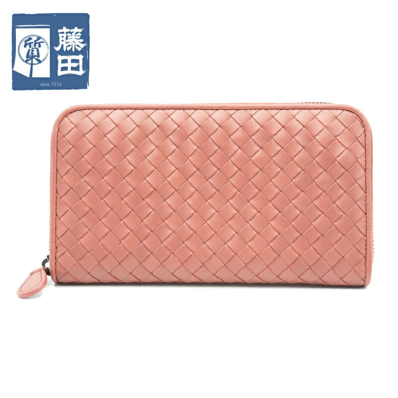 ボッテガ ヴェネタ Bottega Veneta ラウンドファスナー 長財布 レッド系 エンジ系 レンガ色 イントレチ..