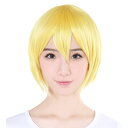 【売切セール 返品交換不可】 ウィッグ ショート ボブ フルウィッグ コスプレ ウイッグ ショート フルウイッグ ゴールド 金髪 耐熱 かつら 男装 富士達 ふ...