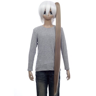 コスプレ 仮装 バンス クリップ つけ毛 ポニテ ウィッグ ロング ポニーテール ツインテール ヘア アレンジ 加工 耐熱 黒髪 男装 富士達 ふじたつ バンス100cm チャイ(16)