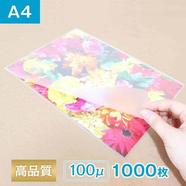 ラミネートフィルム A4サイズ 100ミクロン (1000枚入り) 光沢タイプ 216×303mm  ...